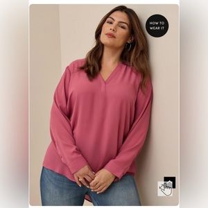 Torrid | Georgette Hi-Low Pullover Long Sleeve Blouse (Size 0)